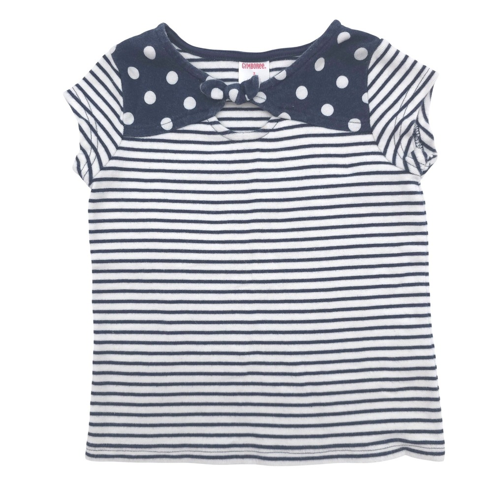 Vintage Gymboree 2006 Girls Blue Stripe Polka Dot Bow Top Y2K Size 3